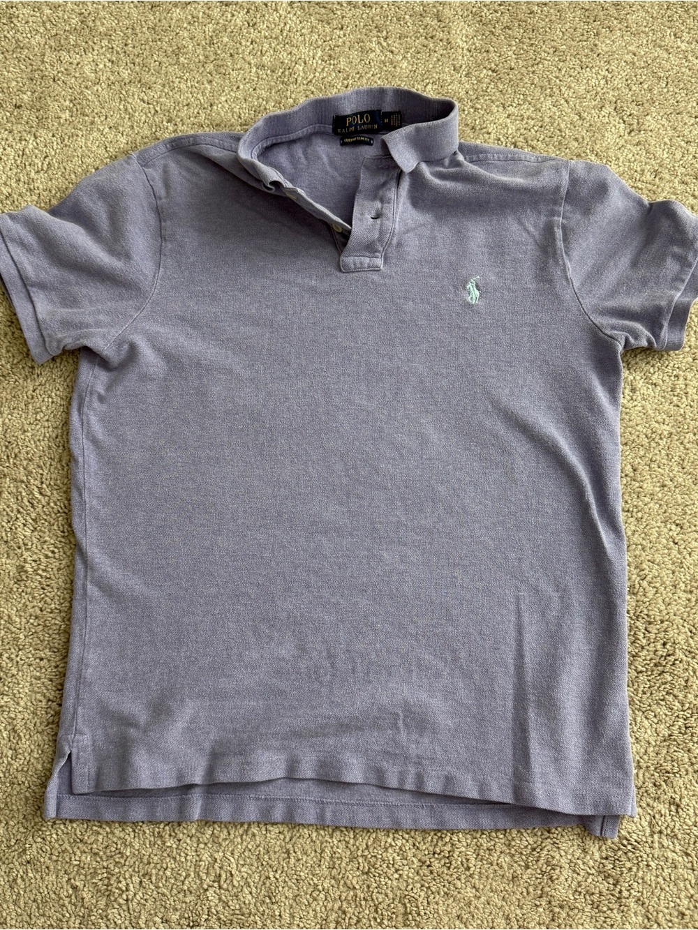 Vintage Polo Ralph Lauren Custom Slim Fit Polo Shirt Purple Medium 19x25.5